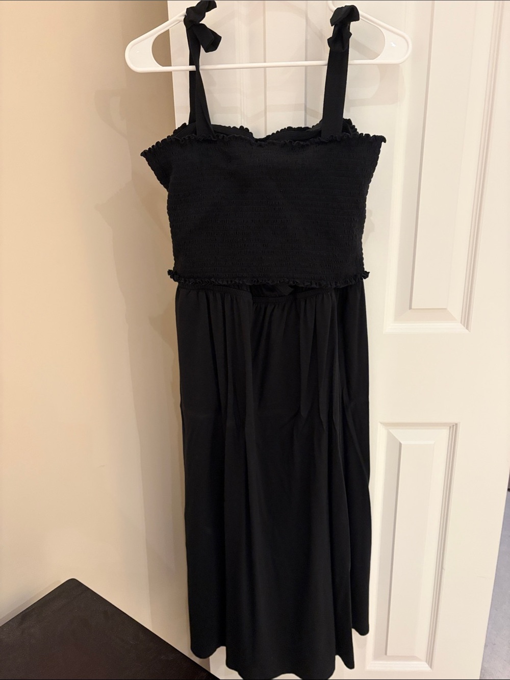 Kindred Bravely Black Smocked Maxi Dress with Tie Straps